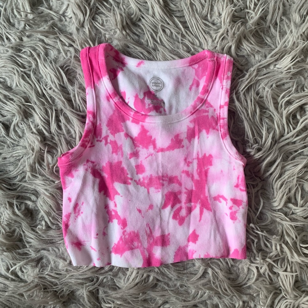 Bright pink tye dye crop top